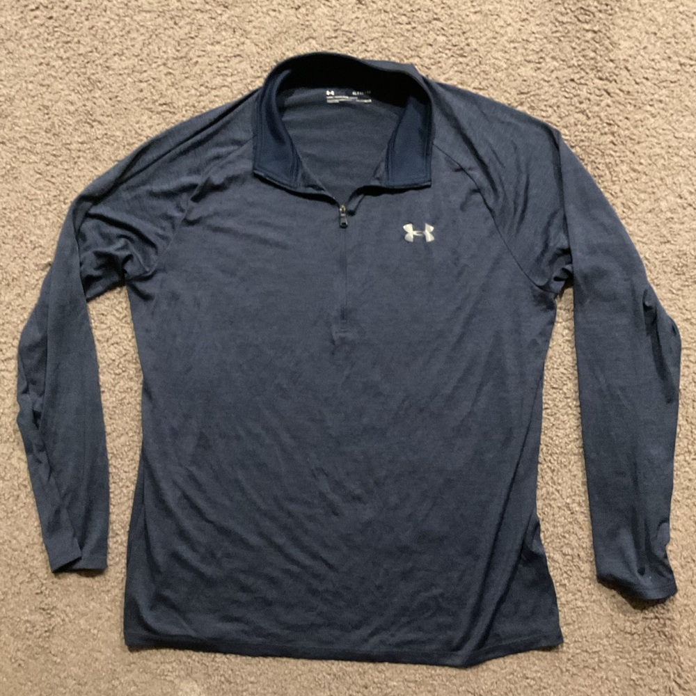Under Armour Men's Navy 1/2 Zip Long Sleeve Shirt Top sz XL Gym Workout Casual